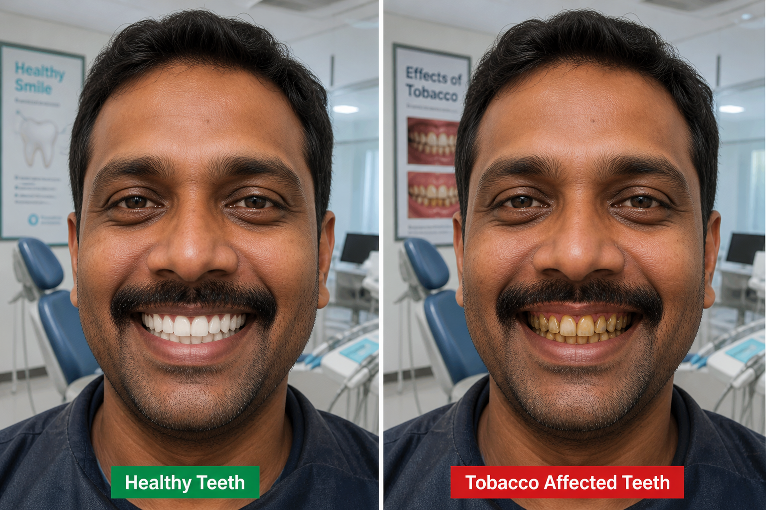 smile tobacco use can cause:  yellowing of the teeth  excess dental plaque  bad breath Quit #tobacco today to improve your oral hygiene and protect your health Smoking and Oral Health: The